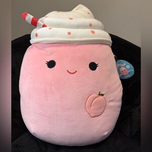 NEW Kellytoy Squishmallow Shelbs Large Peach MilkShake 16" Soft Plush